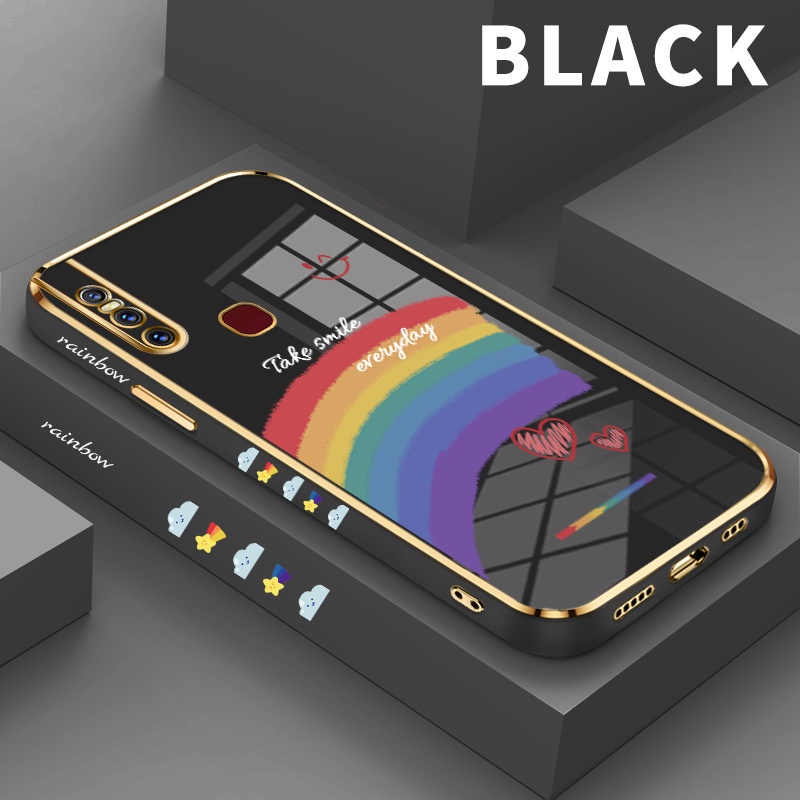 Case Casing Hp For Vivo S1 V15 Pro V19 V20 SE Y70 2020 2021 Softcase kartun Smiley Pelangi Case For 