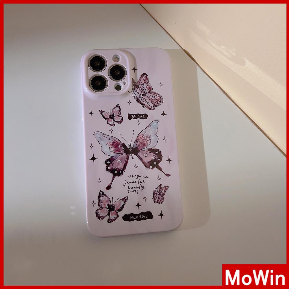 For iPhone 14 Pro Max iPhone Case Cream Glossy Soft Case TPU Shockproof Camera Cover Protection Purple Butterfly Compatible with iPhone 13 Pro max 12 Pro Max 11 xr xs max 7Plus