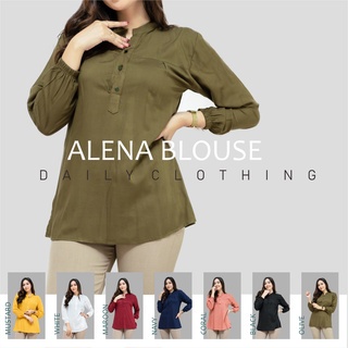 Alena Blouse Size Standar dan Jumbo Cotton Twill Rayon Uniqlo// ATASAN WANITA // BLUS KERJA // Blous
