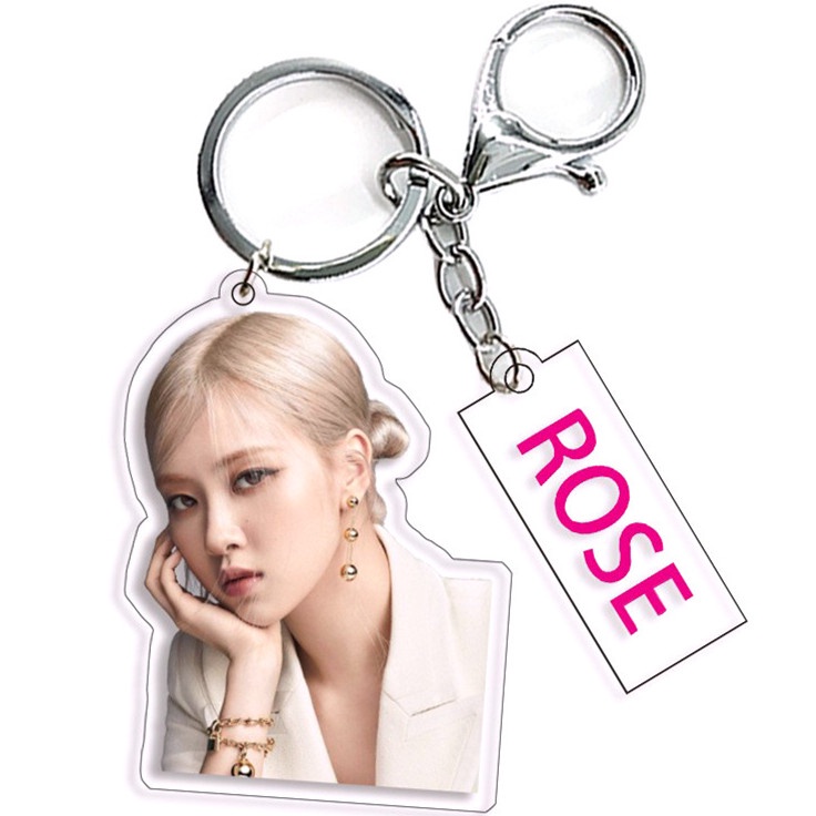 1pc Gantungan Kunci Akrilik Hitam-PINK Black PinkKey Ring Gantung JISOO JENNIE LISA ROSE