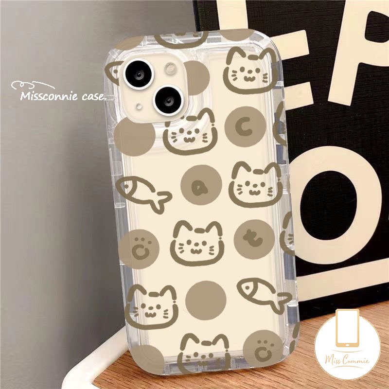 Case Untuk Redmi Note 10s 11s 8 9 11 10 10 PRO MAX Redmi 12C 10C 10A 9 9A 9T 9C NFC 10 A1 POCO F4 INS Korea Lucu Simple Kucing Ikan Shockproof Airbag Lembut Penutup Belakang