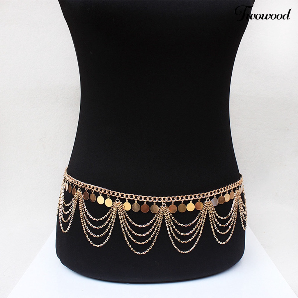 Twowood Wanita Rantai Perut Multi-layer Rumbai Anti Cacat Perhiasan Trendy Body Belt Chain Untuk Pantai