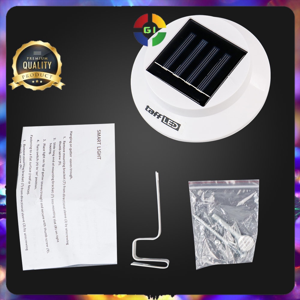 Lampu Taman Hias Pagar Outdoor Solar Power 3 LED Cool White White
