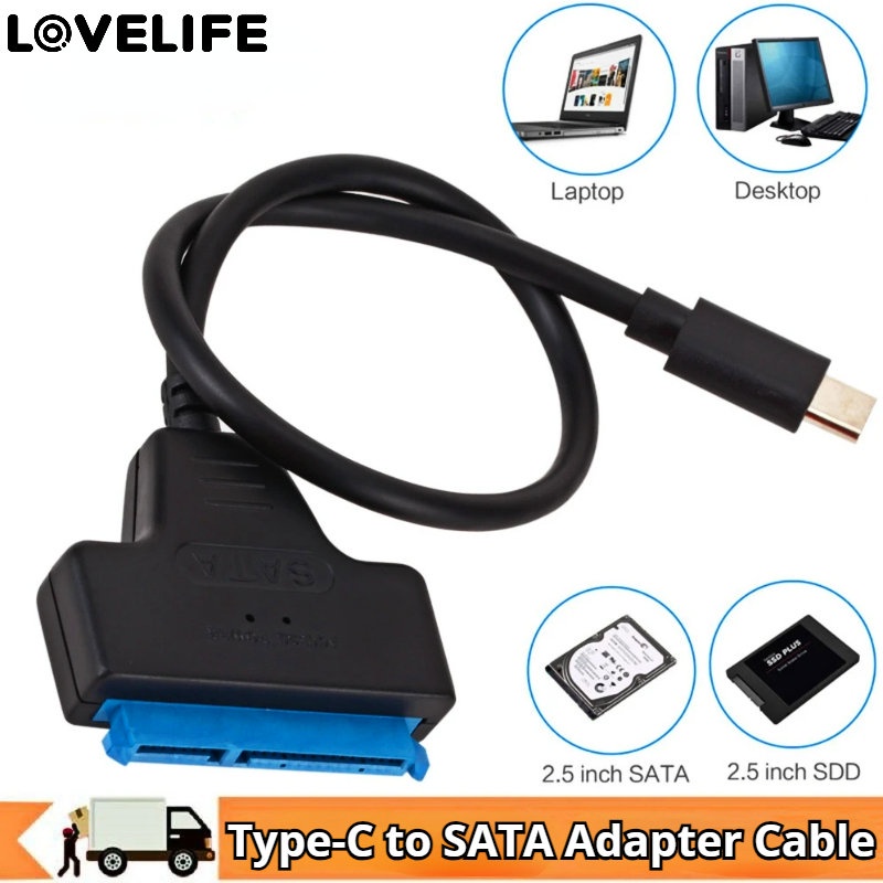 Desktop Hard Drive Line USB SATA22Pin Adapter Tipe-C Ke Kabel SATA Mendukung Hardisk HDD SSD 2.5 Inci Kecepatan Tinggi 6Gbps Transmisi Data Adaptor SATA Untuk PC Lapto