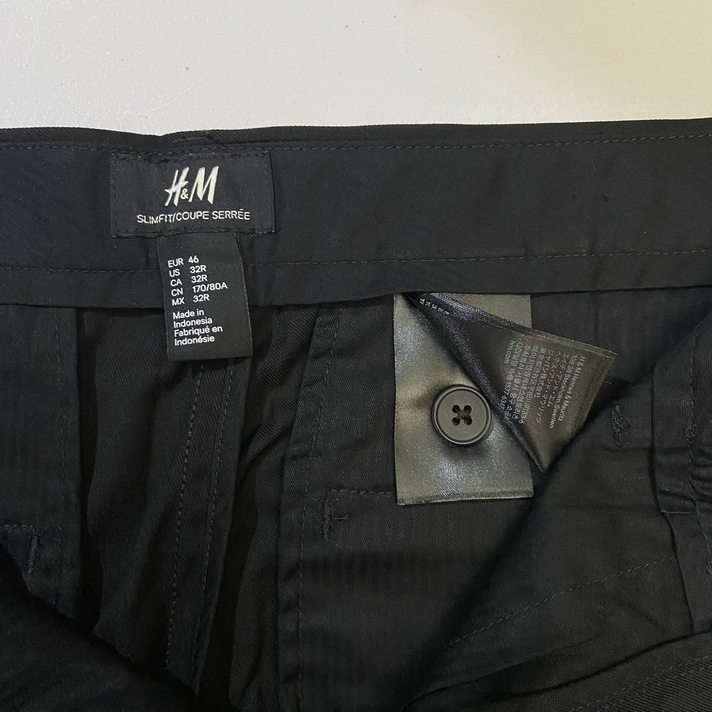 H&amp;M Celana Kantor Formal Slim Fit Hitam Pria Bahan Jas Suit Original