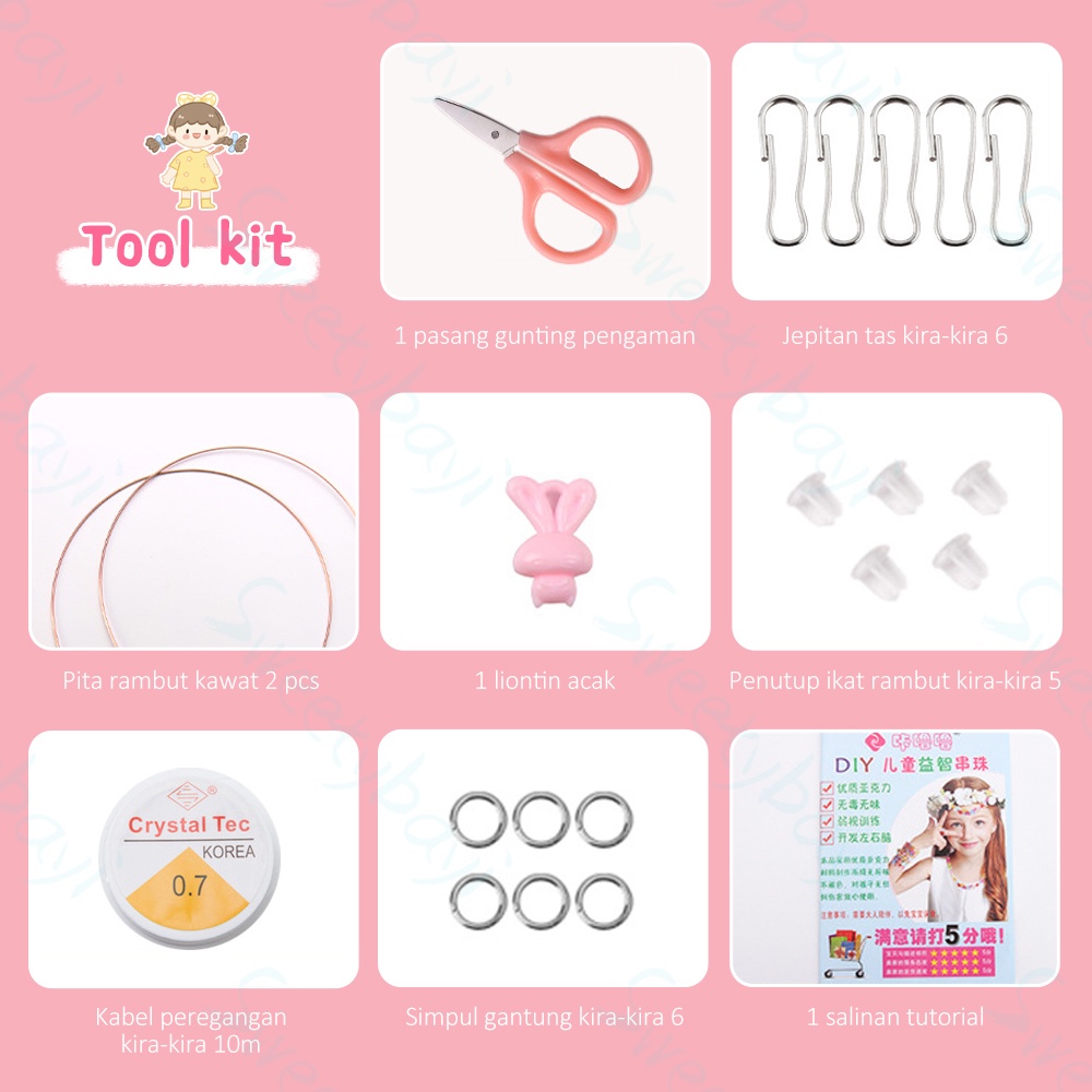 Kyopta Beaded set kotak manik meronce Mainan edukasi kreatifitas anak meronce gelang