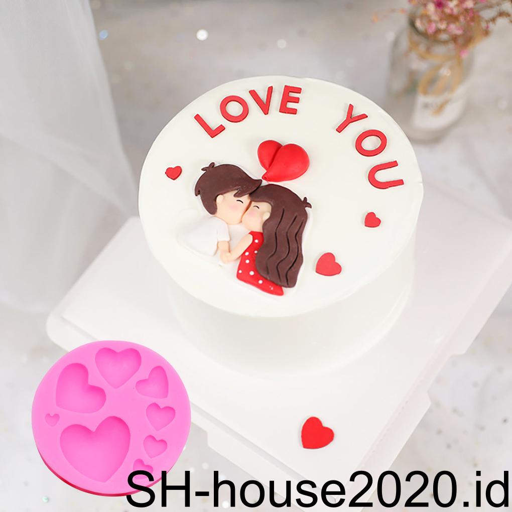 Cetakan Kue Hearted Silicone Fondant Mold Cetakan Kue Aksesori DIY Coklat Untuk Rumah Toko Kue