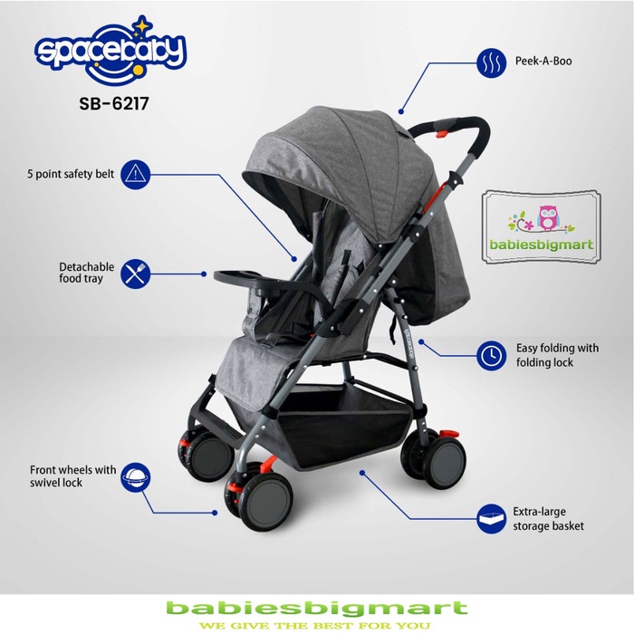 Stroller SpaceBaby SB 6217 Kereta Dorong Space Baby Dorongan 2 Arah Kuat