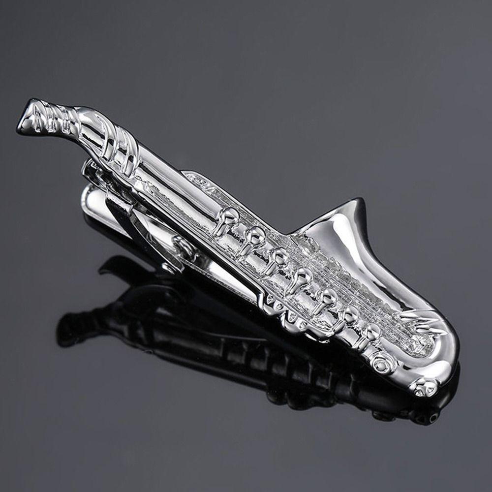 Lily Tie Clip Perhiasan Formal Dasi Clasp Tie Pin Bar Clasp Aksesoris Dasi Saxophone Tie Clip