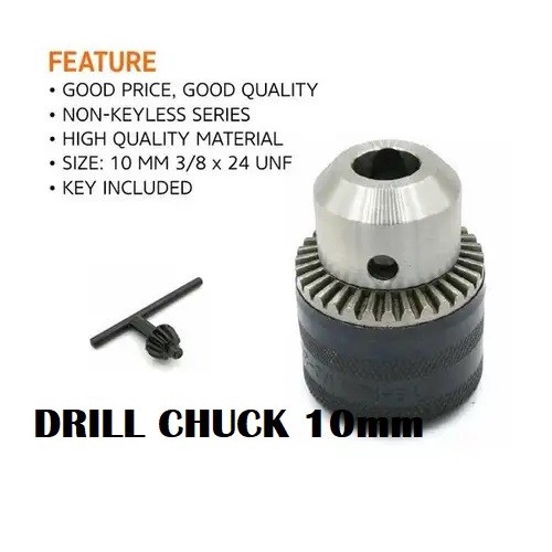 DRILL CHUCK 10mm 3/8&quot; x 24 UNF PENGGANTI KEPALA MESIN BOR