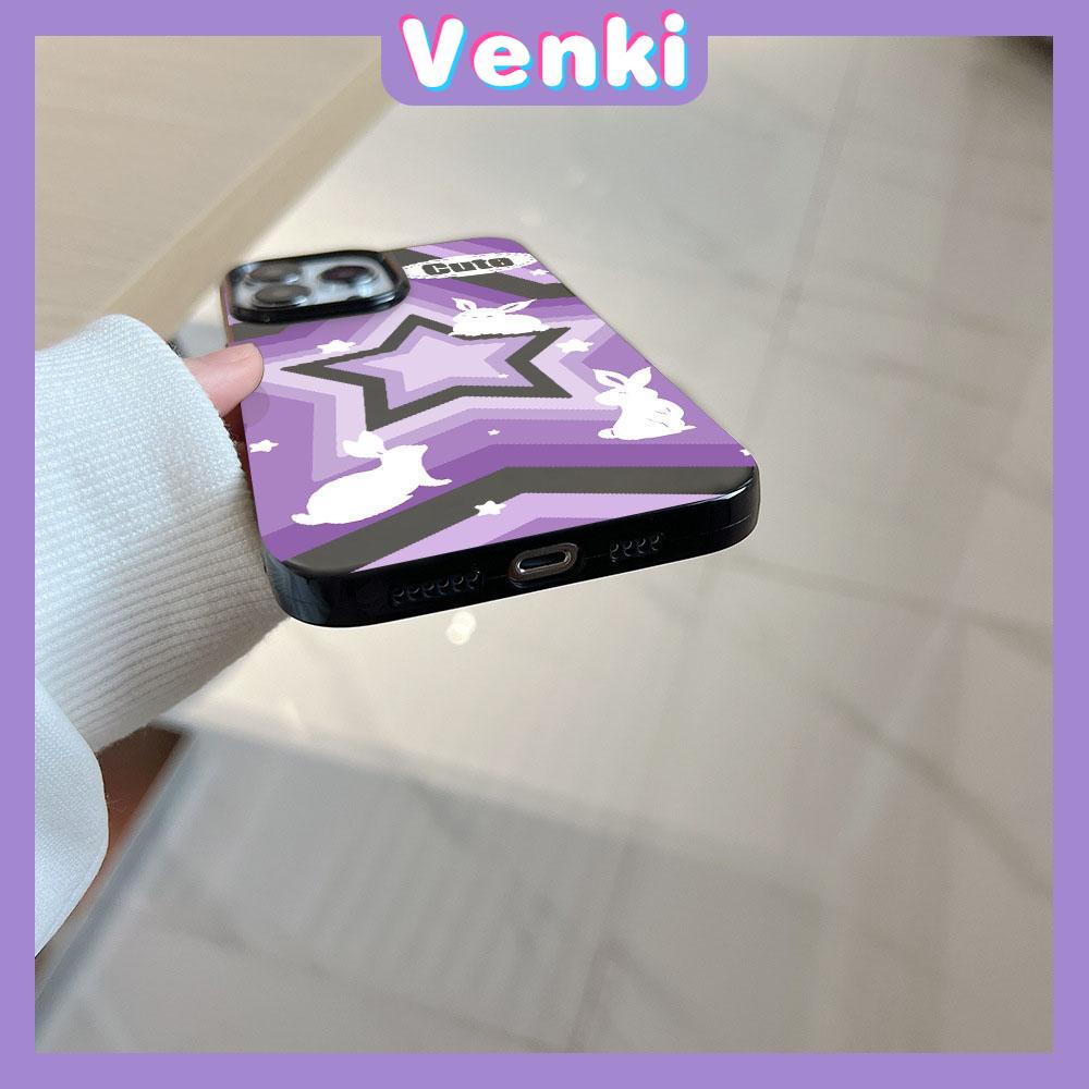 VENKI - For iPhone 11 iPhone Case Black Glossy TPU Soft Case Shockproof Protection Camera Cool Purple Pink Stars Compatible with iPhone 14 13 Pro max 12 Pro Max xr xs max 7 8Plus