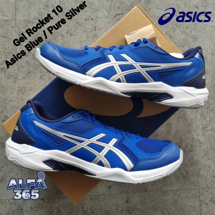 Sepatu Badminton / Voli Asics Gel Rocket 10 BLUE Volley Indoor Shoes - 40