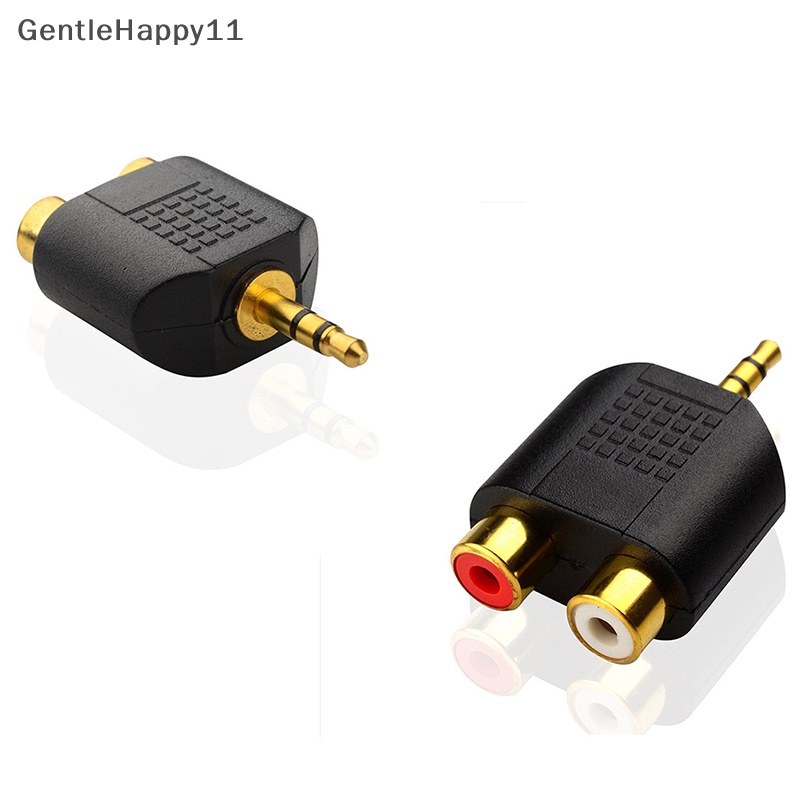 Gentlehappy 1pc Plug male Audio stereo Lapis Emas Ke 2jack RCA female Y Adaptor 3.5mm 1pc Plug male Audio stereo Lapis Emas Ke 2jack RCA female Adaptor Y 3.5mm Piring Emas 1pc