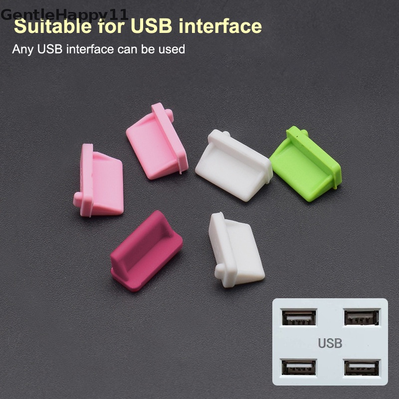 Gentlehappy 10PCS USB Port Warna-Warni Silikon Anti Debu Plug Usb3.0 Standard Data Plug Usb2.0 Laptop Komputer Desktop Port Cover Pelindung Anti Debu Untuk Perempuan End Universal Handphone