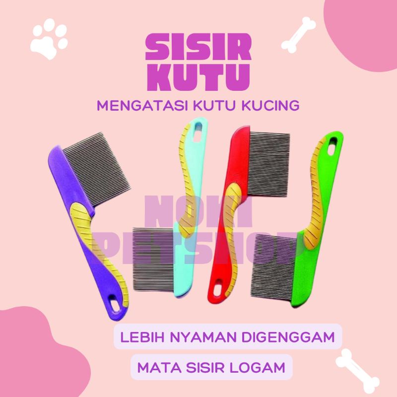 [BISA COD] SISIR KUTU KUCING LOGAM DENGAN GAGANG WARNA | RAMBUT RAPAT KITTEN KECIL MAGNET BESAR KECIL STAINLESS SERIT BESI DAN ANJING ANTI GROOMING PERAWATAN MURAH