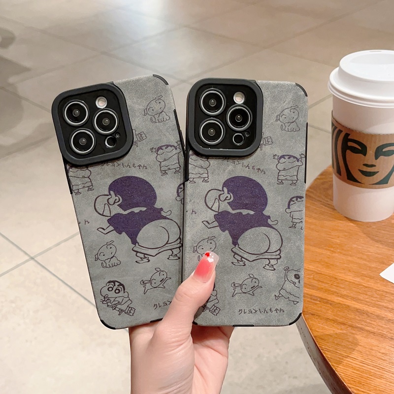 IPHONE Casing Pelindung Bahan Kulit Untuk Iphone14 13 12 11 Pro MAX X XR XS Max7 8 Plus Kartun Lucu Crayon Xiaoxin anti-drop soft case