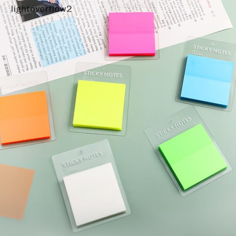 [lightoverflow2] 50sheets Transparan Sticky Notes Waterproof Colorful Clear Memo Pad Diposting Memo [ID]