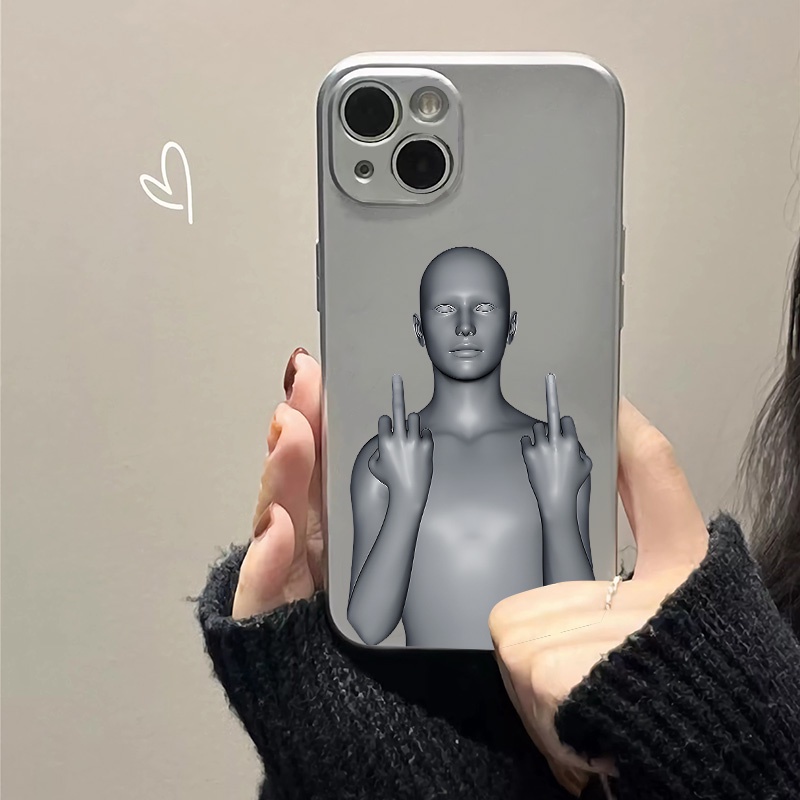 Peradaban Gestures Electroplate Phone Case Kompatibel Untuk IPhone Casing11 14 13 12 Pro Max XS XR X8+7 6S Plus Mini Lembut TPU Silikon Shockproof Cover
