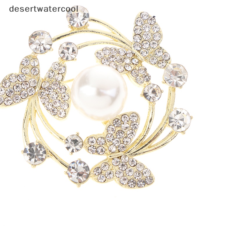 Deid Temperamen Kupu-Kupu Mutiara Perhiasan Pin Batu Permata Bertatahkan Murah Hati Bros Martijn