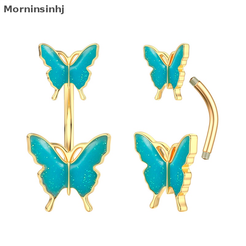 Mornin Stainless Steel Butterfly Belly Button Rings Drip Minyak Pusar Belly Ring Untuk Wanita Gadis Tubuh Perut Perhiasan Hadiah id