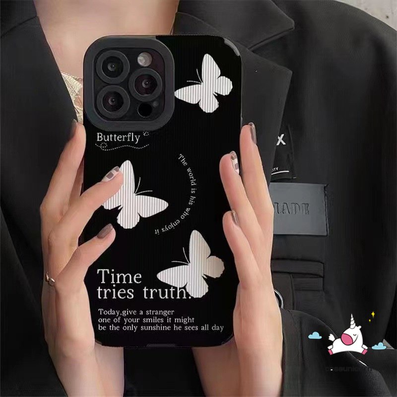 IPHONE Cover Telepon Kupu-Kupu Retro Kompatibel Untuk Iphone11 12 14 13 Pro MAX 7Plus 8Plus XR X XS Max7 8 Plus Cinta Hati Vintage Pasangan Lembut Shockproof Mewah Tekstur Kulit Case