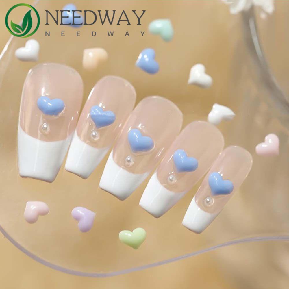 Needway   Cinta Nail Art Perhiasan Multicolor Pesona Fashion Berbentuk Hati DIY Ornamen