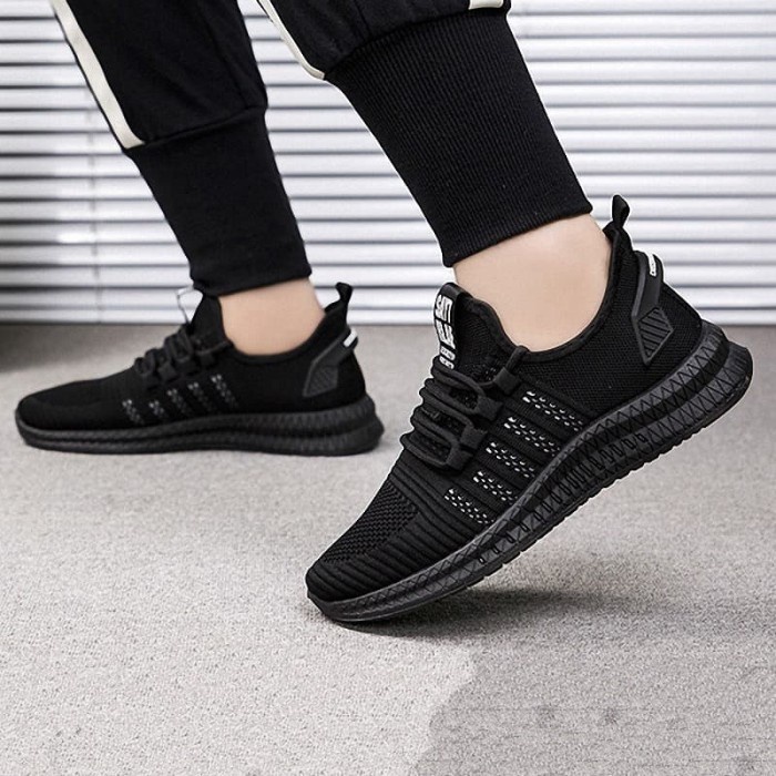 (COD) Leedoo Sepatu Pria Sneakers Running Spatu Casual Young Lifestyle MR112 - Hitam Oren, 43