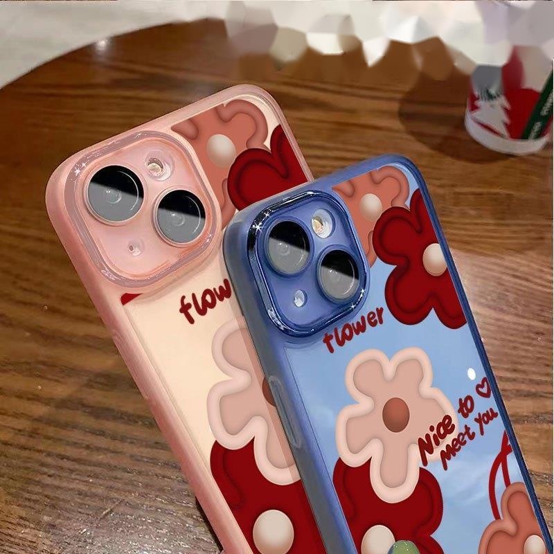 IPHONE Tigawarna Casing Ponsel Desain Bunga Vintage Transparan Kompatibel Dengan Iphone12 13 14 11 Pro Max X Xs Max Xr Nnbqq