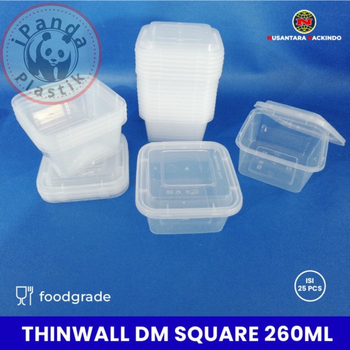 Thinwall DM 260 ml square Deemak / kotak mika kue plastik