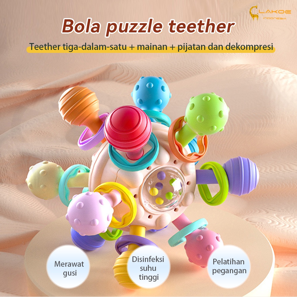 Lakoe Bola Mantahattan teether bayi/mainan gigitan bayi bpa free/Gigitan Baby/Mainan Kerincingan Bayi Genggam