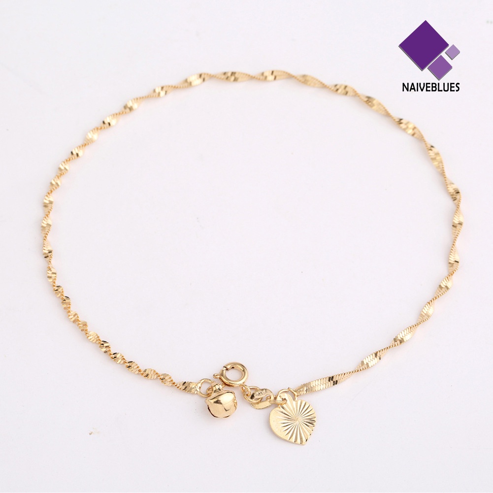 &lt; Naiveblues &gt; Logam Jantung Pesona Gelang Kaki Wanita Musim Panas Sandal Pantai Barefoot Bracelet