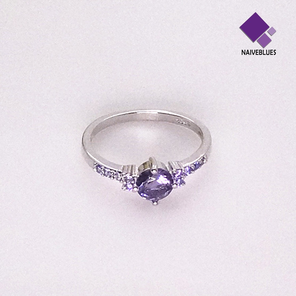 &lt; Naiveblues &gt; Mewah Wanita Faux Amethyst Bertatahkan Jari Cincin Pernikahan Pertunangan Hadiah