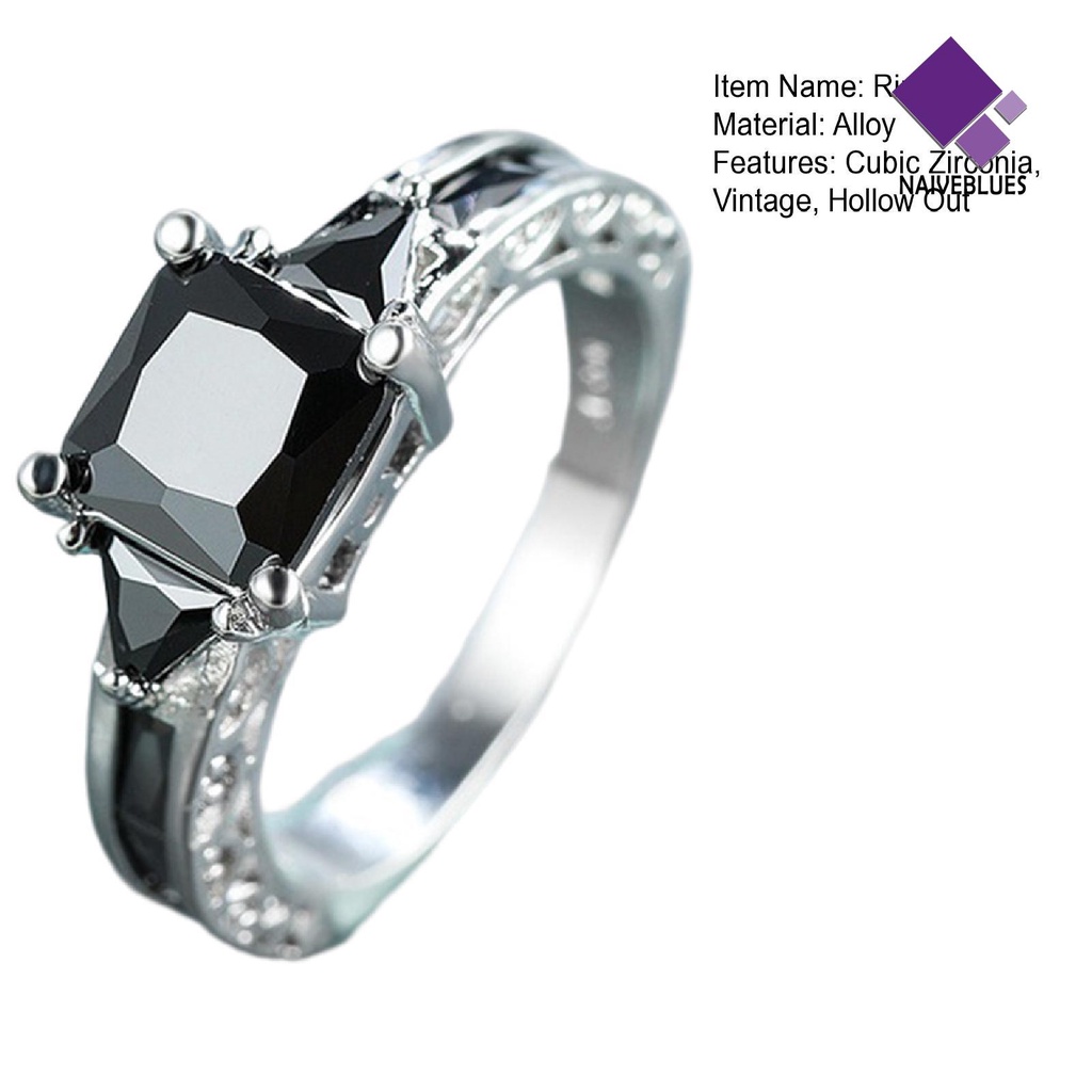 &lt; Naiveblues &gt; Wanita Cincin Cubic Zirconia Eropa Dan Amerika Berongga Keluar Geometris Dekorasi Lady Promise Band