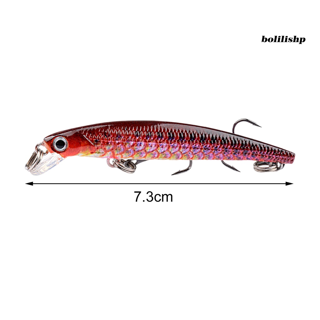 Bo-7.3cm/3g Umpan Pancing Realistis Tajam Kait 3D Mata Tenggelam Ikan Kecil Buatan Umpan Keras Crankbait Untuk Outdoor