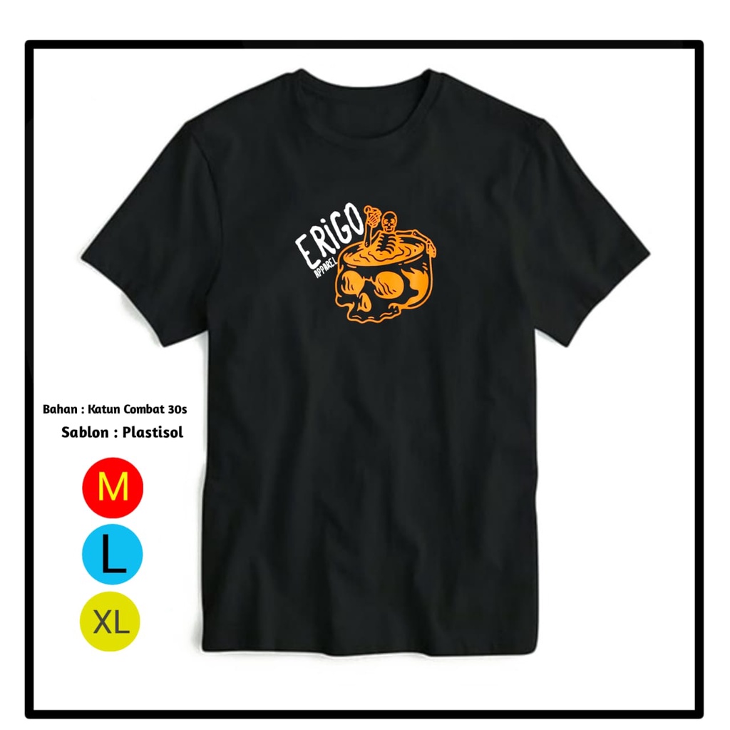 Kaos Distro ERIGO Pria Wanita Hitam T-SHIRT