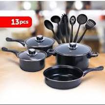 13 Pcs Cookware Set Tutup Kaca / Panci Teflon Marble