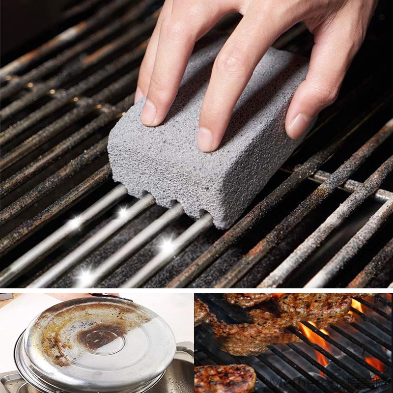 Sikat Pembersih Panggangan BBQ Brick Block Pot Brush Barbecue Cleaning Stone Pumice Brick Untuk Rak Barbekyu Alat Dapur Luar Ruangan