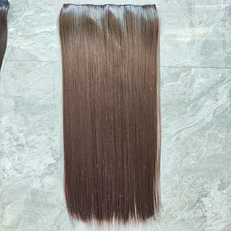 Wig lima klip rambut lurus panjang potongan wig One piece serat kimia potongan rambut - SG