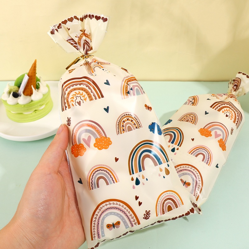 50pcs Kantong Plastik Motif Pelangi Kartun/Tas Paket Permen Cookies Kado