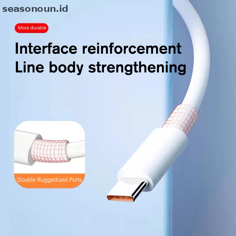 Seasonoun1/1.5mile 6A 66W USB Type-c Kabel Charge Super Cepat Untuk xiaomi Samsung Huawei.