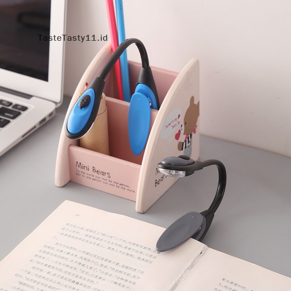 Tastetasty LED Pelindung Mata Buku Lampu Malam Adjustable Mini Clip-On Lampu Meja Belajar Batt.
