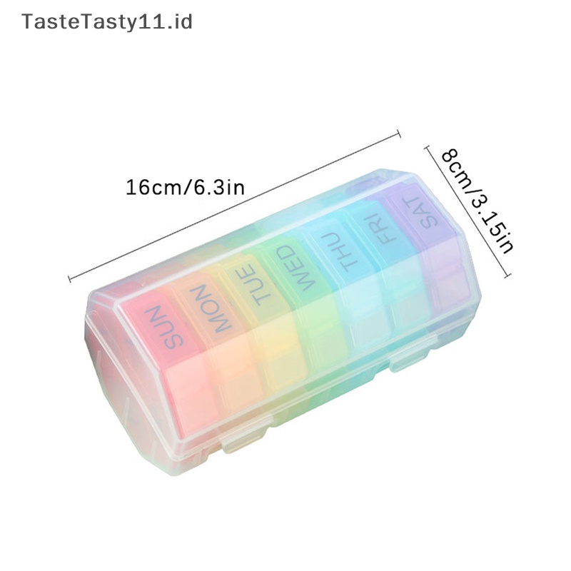Kotak Pil Plastik TasteTasty | Tempat Penyimpanan Mingguan Pil 7hari Container Case Organizer Tempat Pil Obat Perawatan Kesehatan.