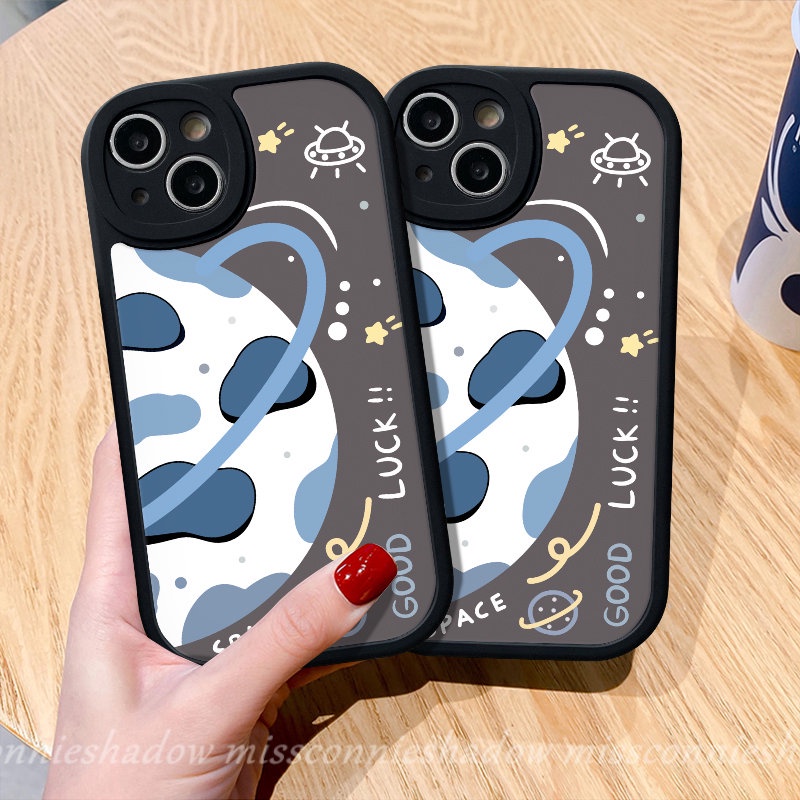 Lovers Happy Planet Space Phone Case Untuk Infinix Smart6 5panas10 10s 11 10T 11s 9mainkan Panas 10T 11 10 Lite 10s 11s Infinix Note8 Keberuntungan Bintang Pasangan Lembut Tpu Penutup Belakang