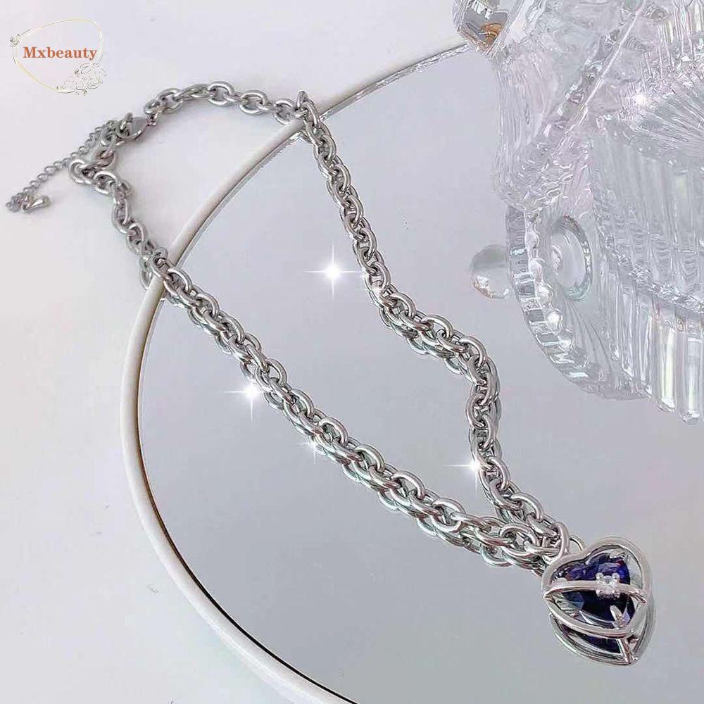 Mxbeauty Cinta Kalung Kristal Kreatif Gadis Keren Hadiah Rantai Y2K Anti Karat Gaya Korea Necklace