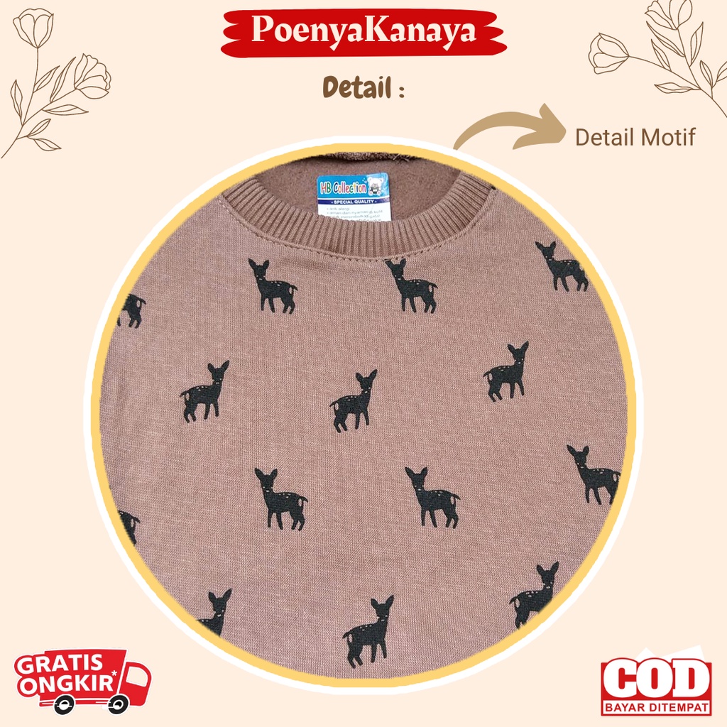 Setelan Sweater Jaket Bayi Anak Panjang MOUSE DEER HBc Size 6-18 Bulan SPY24