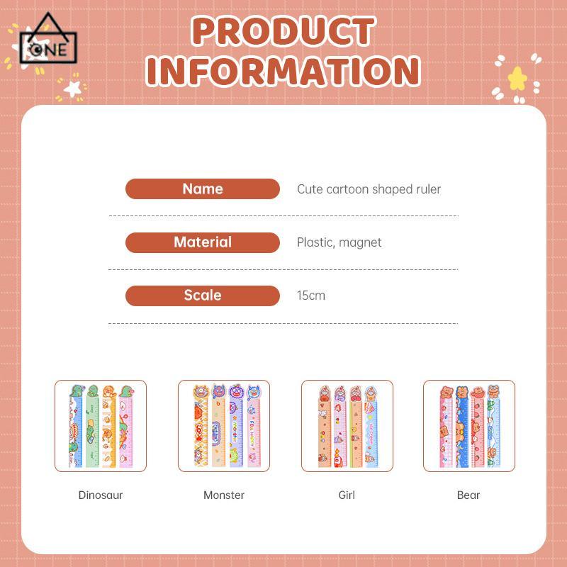 COD❤️Cute Magnetic Ruler Office15cm Soft Ruler for Students Creative Stationery-A.one