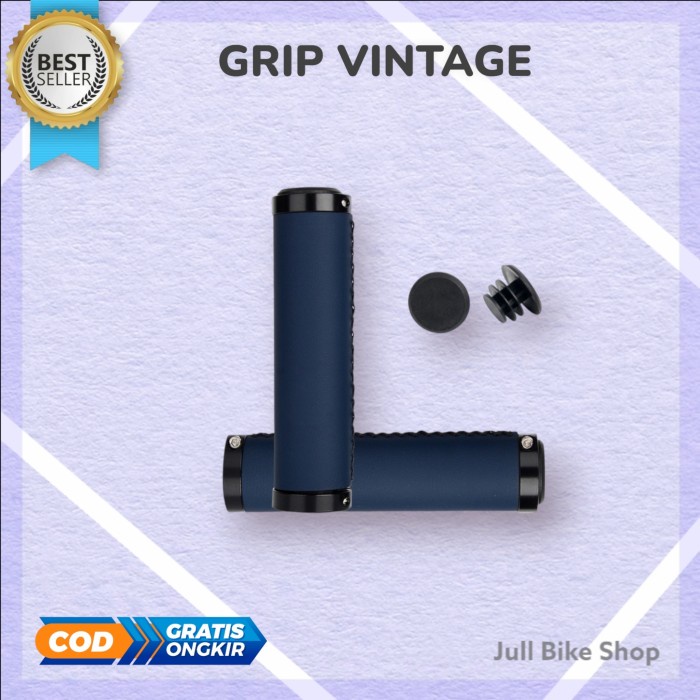 Hand grip vintage jahitan sepeda lipat mtb fixie coklat handgrip stang PREMIUM cokelat BMX lock