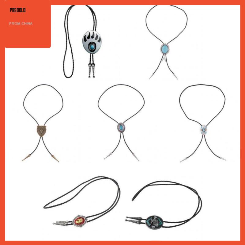 [Predolo] Retro Western Cowboy PU Leather Bolo Tie Kalung Asli