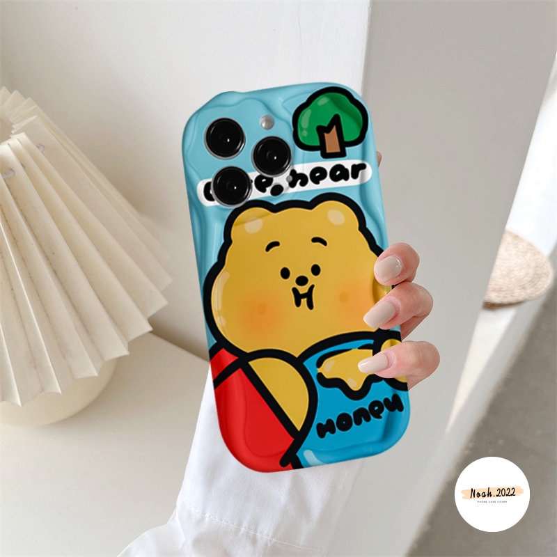 Case Pasangan Untuk Redmi9 10 A1 10C 10A A2 9A 9T 9C NFC POCO M3 Redmi Note11 10s 11s Note10 Pro Note9 8 Kartun Lucu Winnie the Pooch Loto 3D Wavy Curved Edge Glossy Airbag Cover