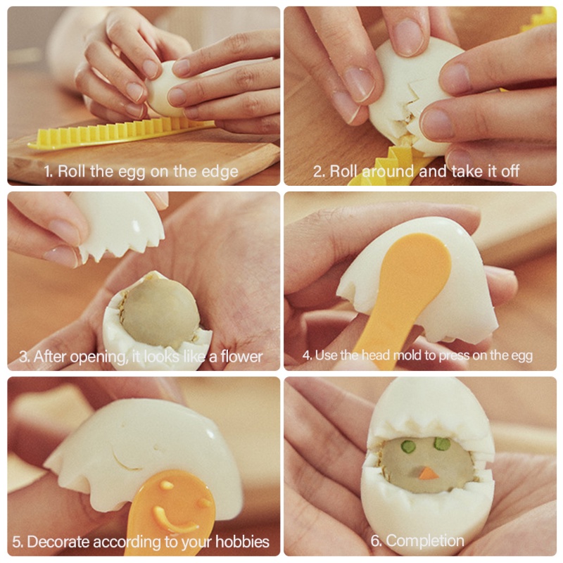 2pcs Fancy Cut Egg Cooked Eggs Cutter/Alat Pengiris Telur Renda Plastik/Alat Pemotong Telur Rebus Hias Rumah